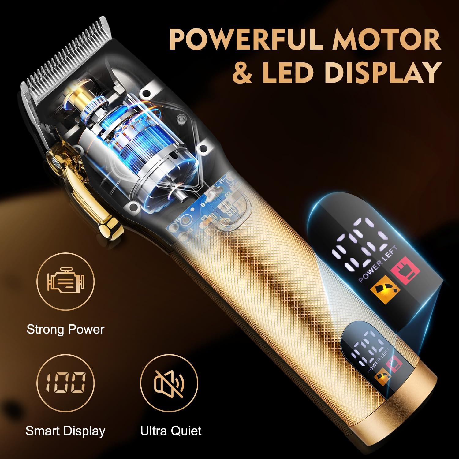 Suttik Suttik Hair Clippers for Men Professional, Cordless Beard Trimmer & Electric Shavers for Men, Mens Hair Clippers and Trimmer Kit for Barber with Case, Gold