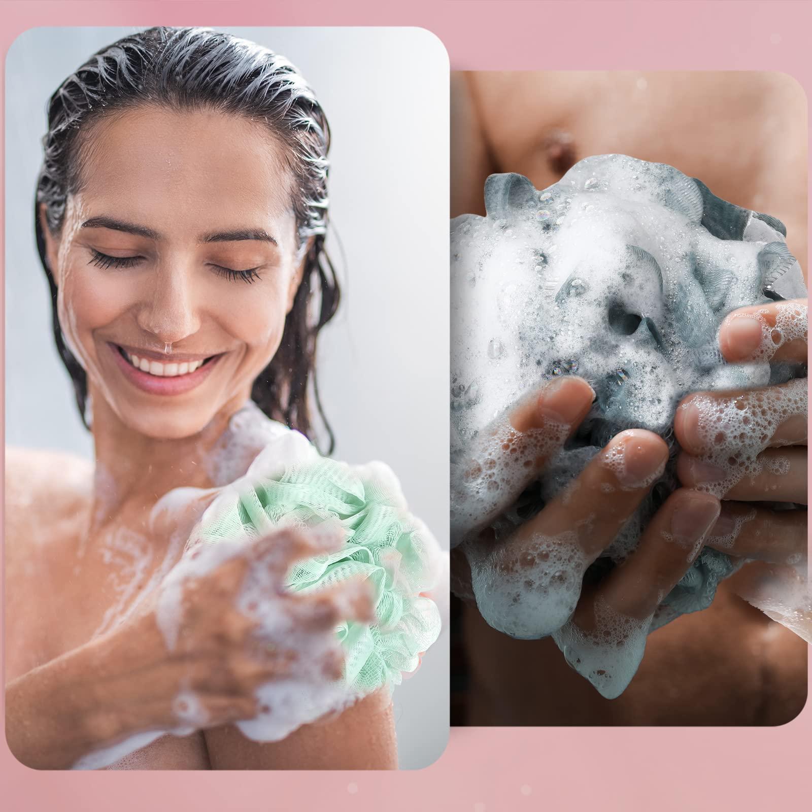 Shellwei Shellwei 48 Pack Bath Sponge Shower Loofahs Bulk Pack 50g Soft Net Body Scrubber Shower Pouf Sponge Ball Body Exfoliating Bath Scrunchies for Men and Women