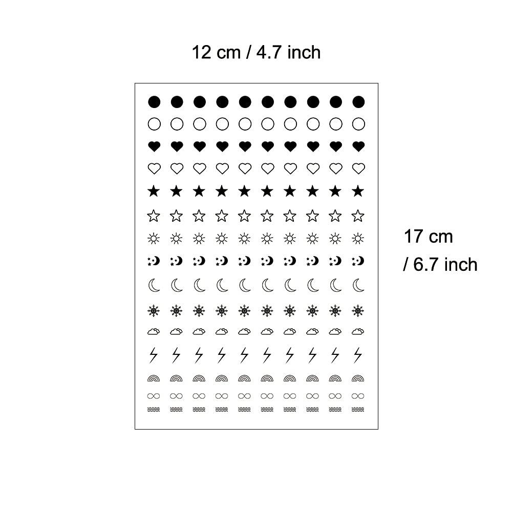 EVERJOY Everjoy Realistic Tiny Mini Fake Temporary Finger Tattoo Stickers - Simple, Small Black Icon Design Tattoos