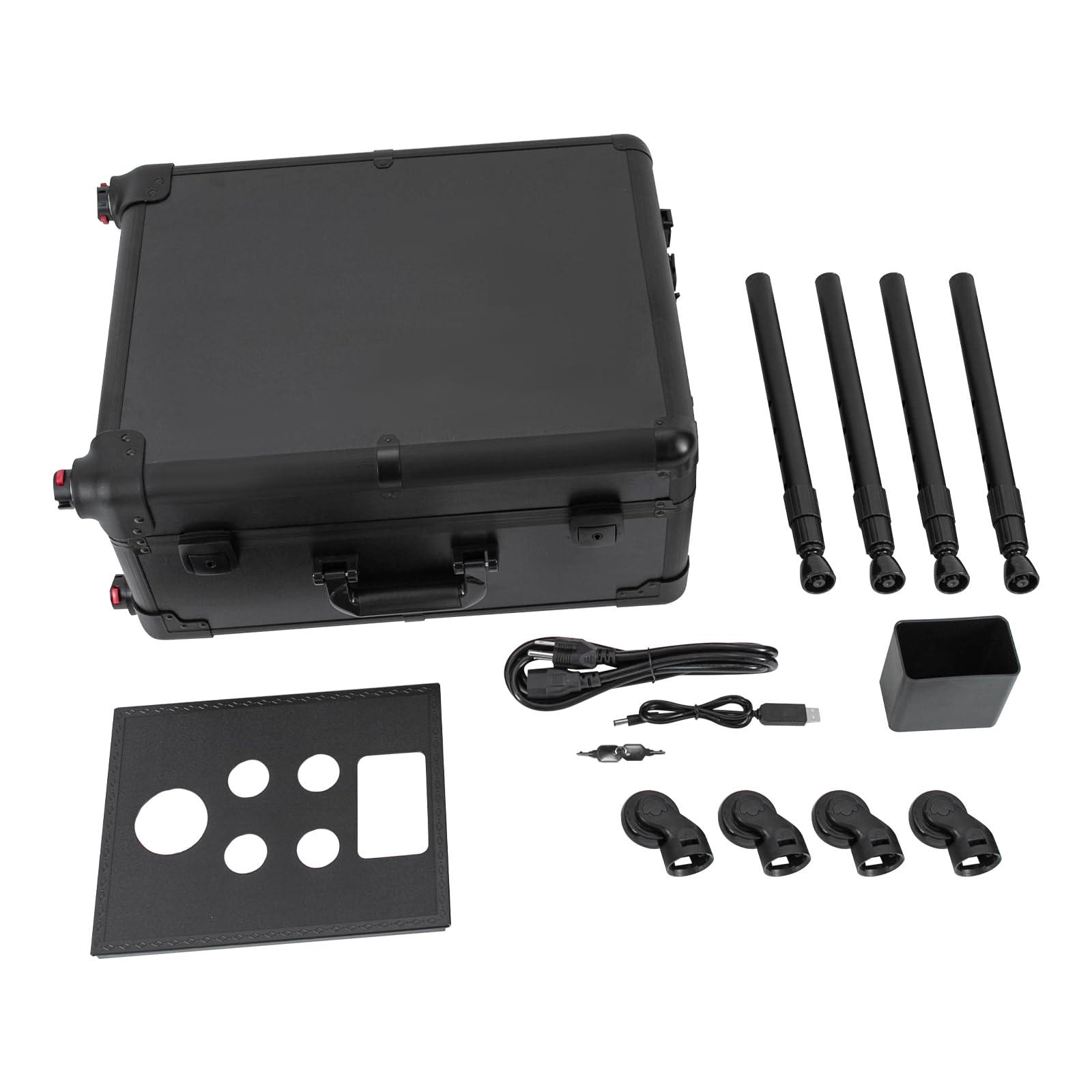 Blisiour Aluminum Trolley Makeup Train Case with 8 Led Light & Stands Rolling Cosmetic Organizer Studio with Mirror & Removable Universal Wheels & Main Case and 4 Compartments (Black)