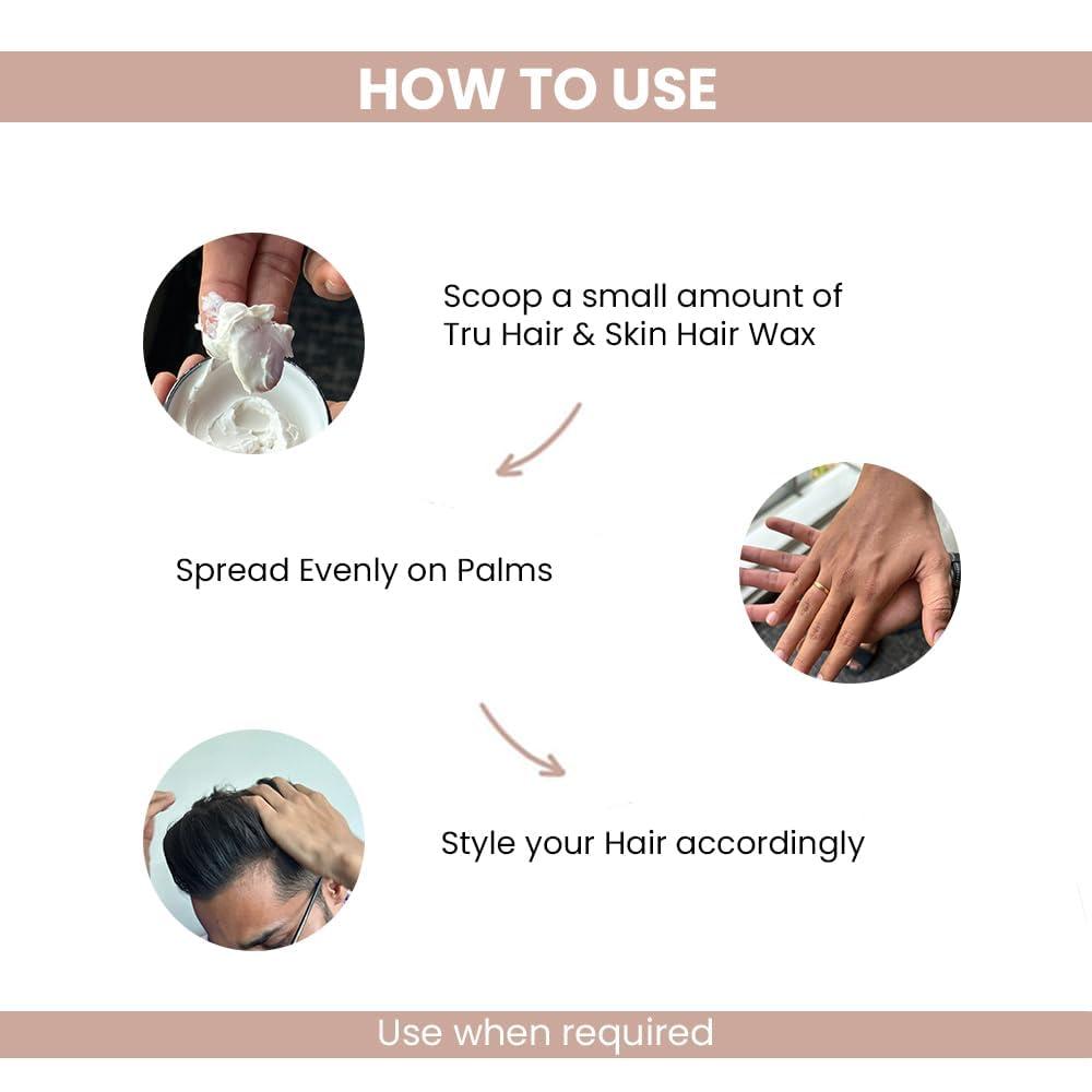 TR.U HA.IR Generic TR.U HA.IR Hair Wax Cream For Men | Easy to Spread and Strong Hold for 12hrs +Anti Dandruff (Hair Wax-100gm), white