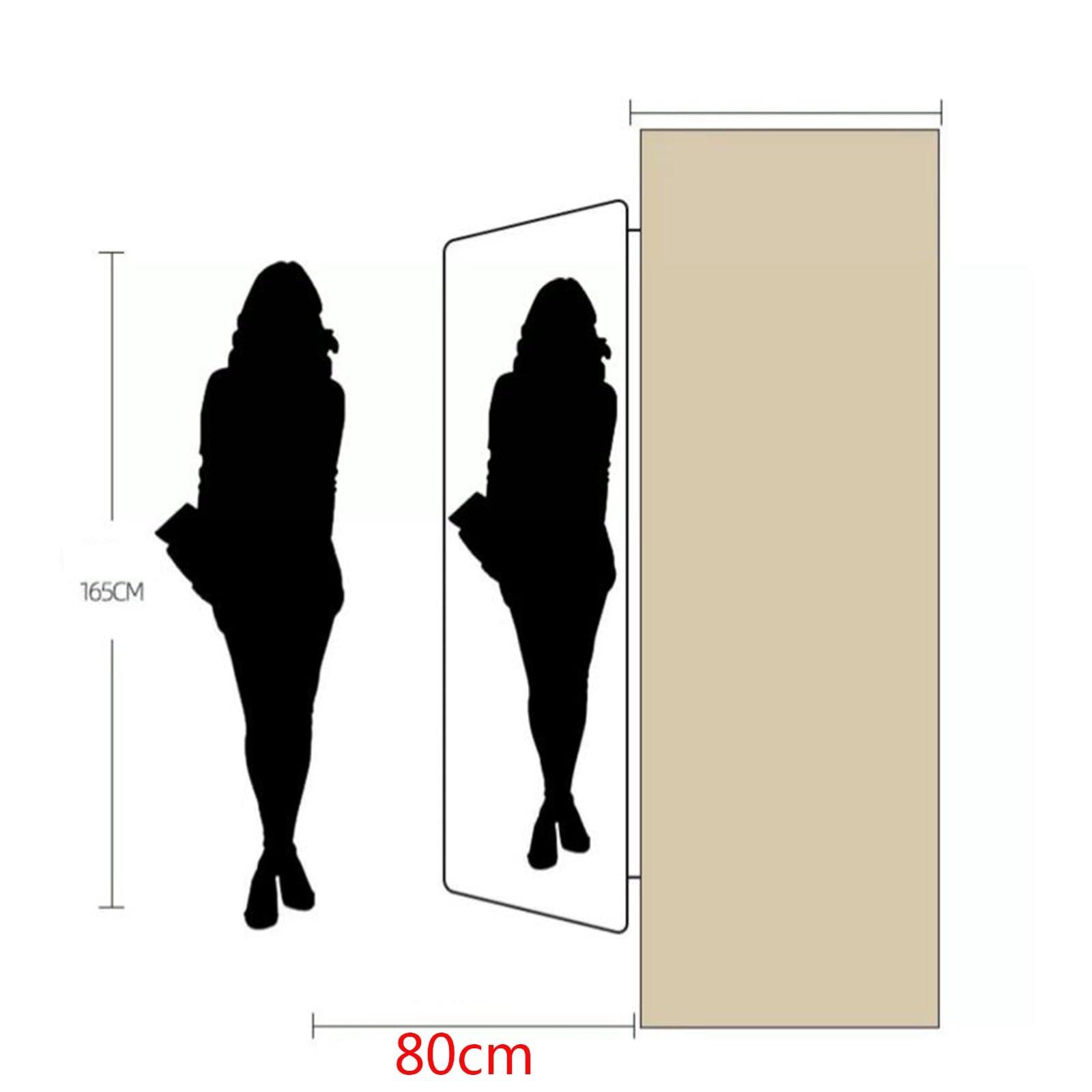 LXP LXP Wardrobe Mirror, Built-in Sliding Mirror Wardrobe, Swing Door Full-Length Mirror, Built-in Rotating Hidden Folding Telescopic Full-Length Mirror 110 * 35cm (Color : Black, Small : 120cm)