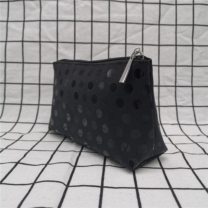 jehdfbvssjcbcsvfd Black Garden Point Hand-held Cosmetic Bag Convenient Fashion Cosmetic Storage Bag Large-Capacity Storage Bag (D 20.5 * 5.5 * 13CM)
