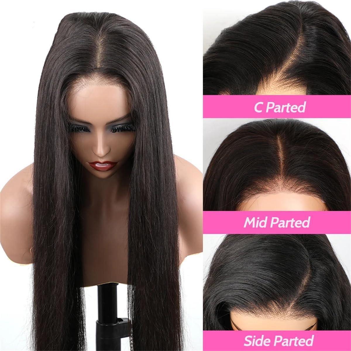 Human Lace Wig For Women Generic Hair Glueless Wig Human Hair Straight Glueless Preplucked Wear And Go Wigs 6X4 HD Lace Front Wigs Precut Lace, 12 Inch