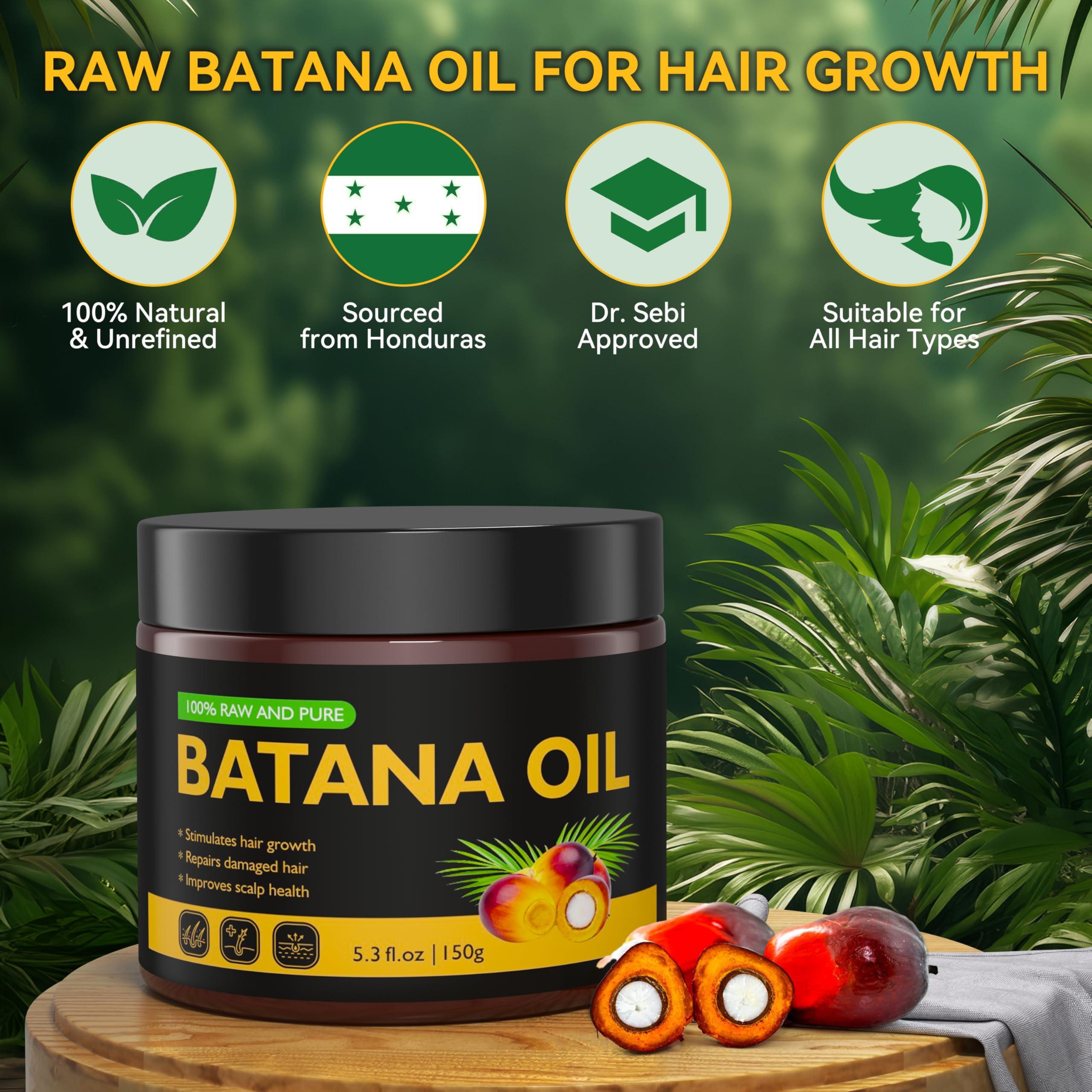 Veakoo Raw Batana Oil for Hair Growth, 100% Natural Pure, Dr. Sebi Organic Batana Oil from Honduras, Unrefined Hair Growth Oil for Women Men, Prevent Hair Loss, Repair Damaged Hair, Nourish Scalp 5.3 oz