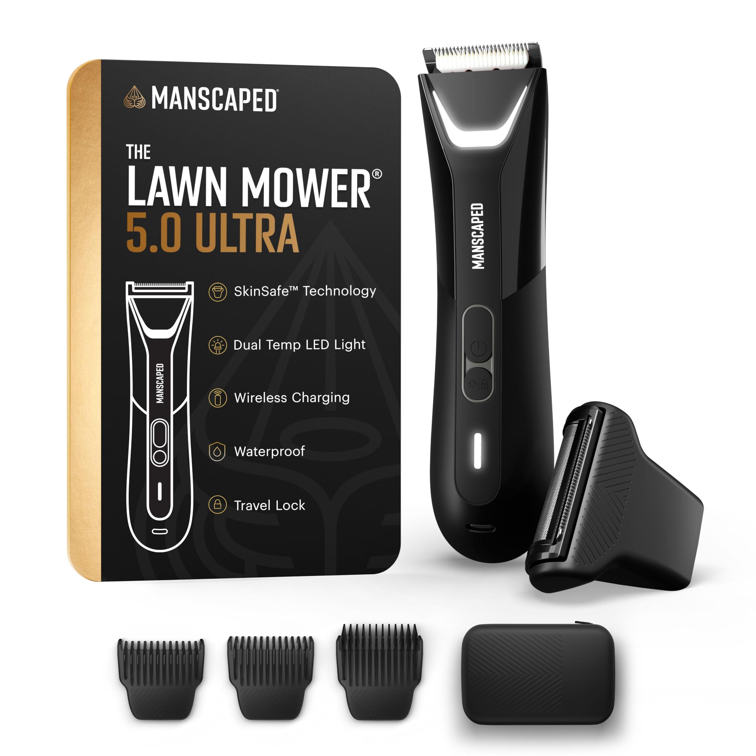 MANSCAPED MANSCAPED The Lawn Mower 5.0 Ultra Groin & Body Hair Trimmer Dual-Head SkinSafe Trimmer & Foil Blades, Waterproof Wet/Dry Groomer, USB-C Rechargeable with Travel Case, Mens Ball Shaver, Black