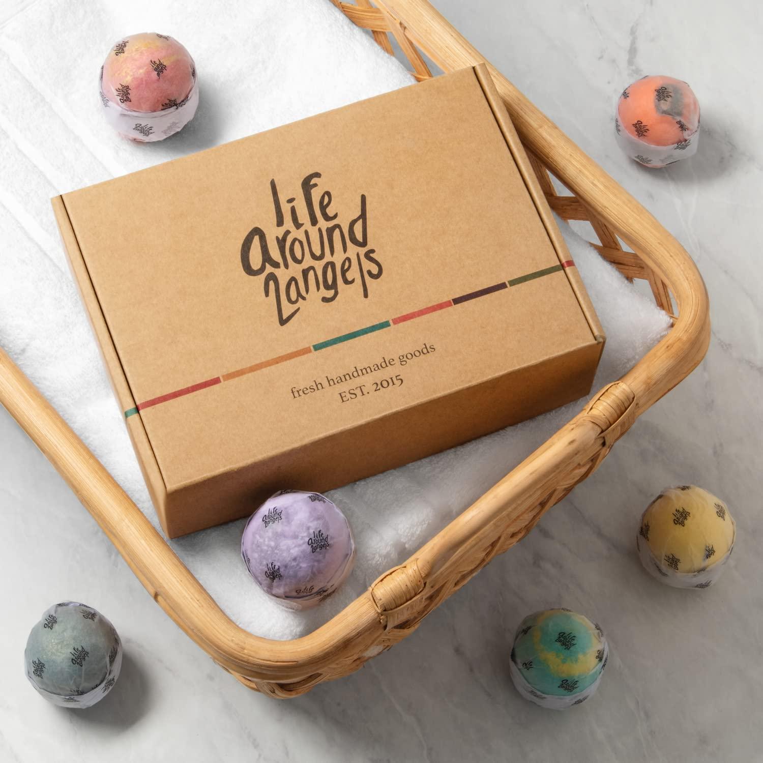 Lifearound2angels LifeAround2Angels Bath Bombs Gift Set 12 USA made Fizzies, Shea & Coco Butter Dry Skin Moisturize, Perfect for Bubble & Spa Bath. Handmade Birthday Mothers day Gifts idea For Her/Him, wife, girlfriend