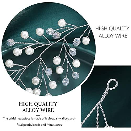 Yean Yean Babys Breath Hair Piece Wedding Hair Vine Silver Rhinestone Headband Bridal Branch Crystal Wreath Crown Bridal Flower Vine Accessories for Bride and Bridesmaid (Silver)