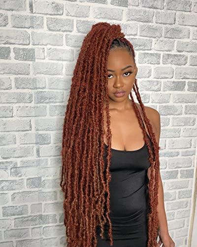 LocsGuard LocsGuard Ginger Faux Locs Crochet Hair Soft Locs 18 inch 7 Packs Natural Butterfly Locs Crochet Hair For Black Women Goddess Locs Crochet Hair (18 Inch (Pack of 7), 350#)