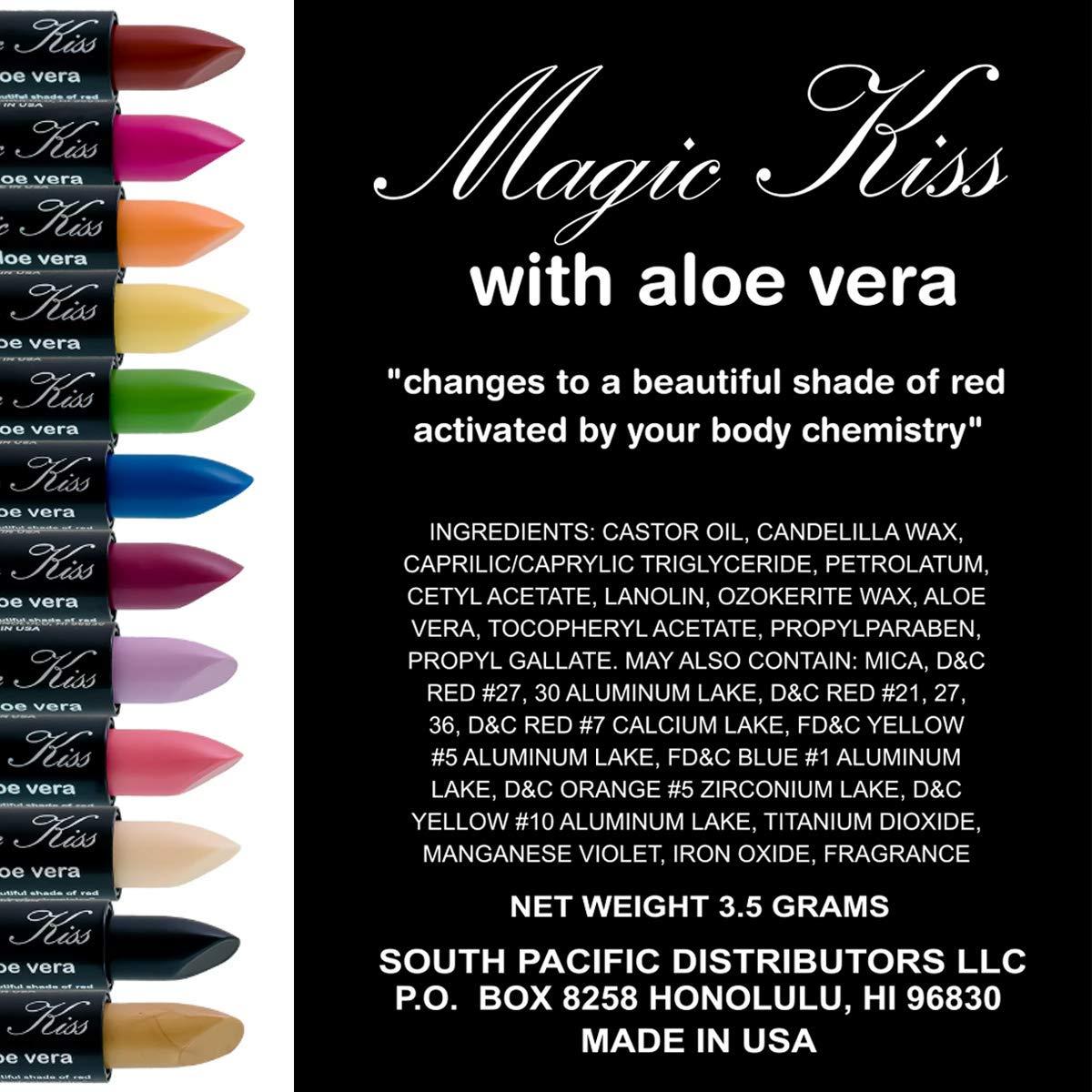 Magic Kiss Magic Kiss Pack of 12 Color Changing Aloe Vera Lipstick Set Made in USA (Colors of Aloha 01)