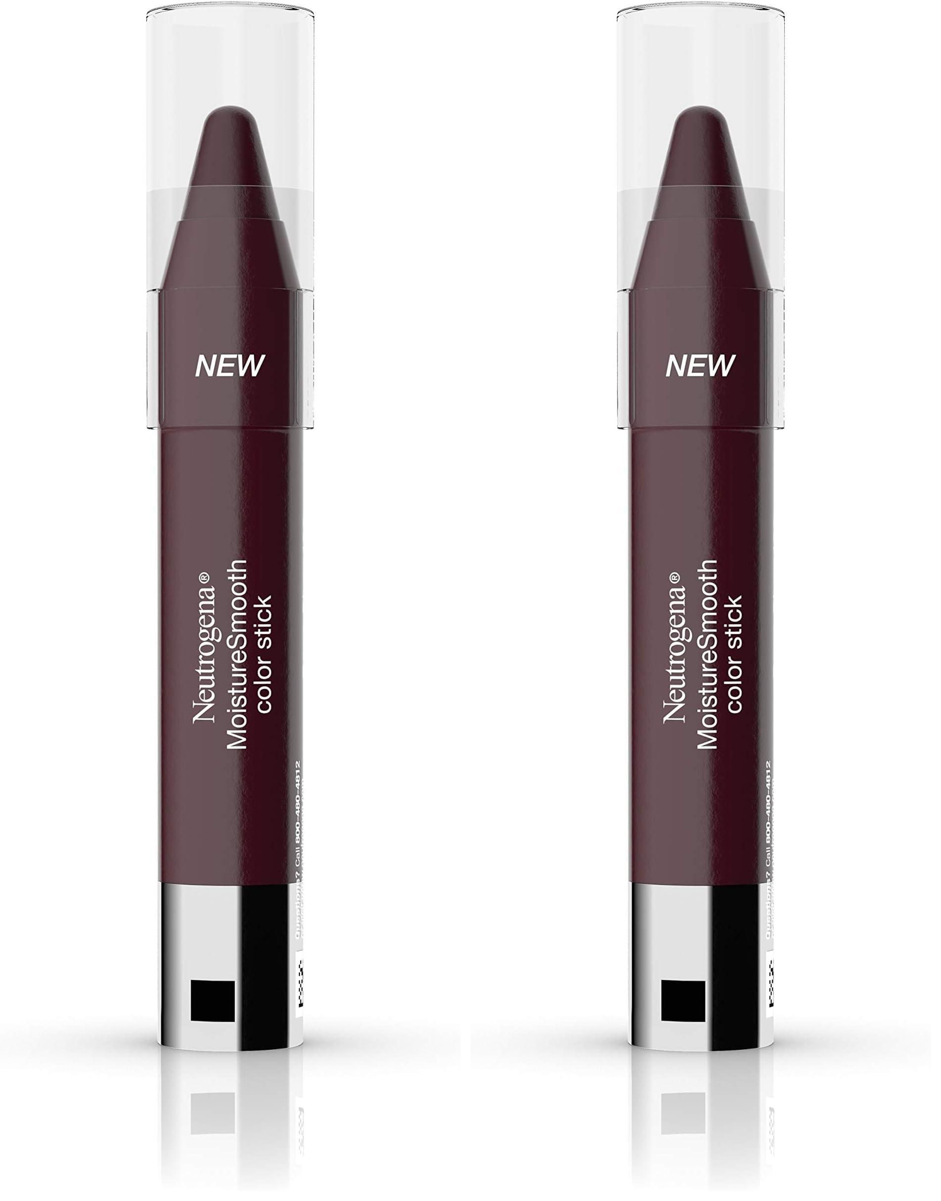 Neutrogena Neutrogena MoistureSmooth Color Stick for Lips, Moisturizing and Conditioning Lipstick with a Balm-Like Formula, Nourishing Shea Butter and Fruit Extracts, 180 Deep Plum, 011 oz (Pack of 2)