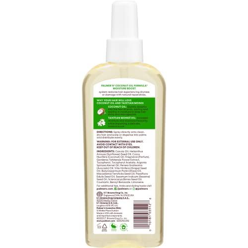 Palmer\'s Palmer\'s Coconut Oil Moisture Boost, Restorative Hair and Scalp Oil Spray, Lasting Hydration and Shine for Dry or Damaged Hair, Promotes Scalp Health, 5.1 Oz (Pack of 2)