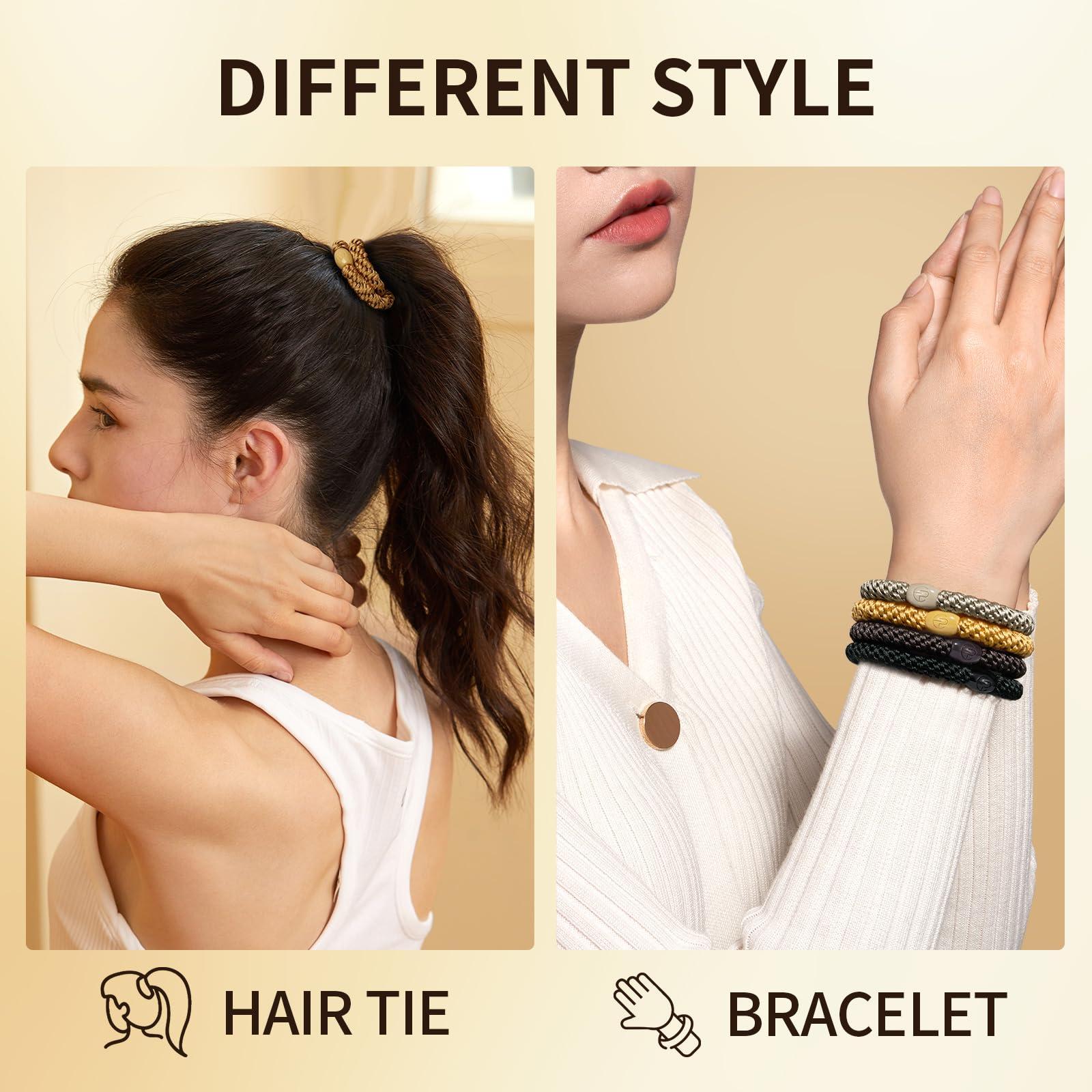 EVITA PERONI EVITA PERONI 12 Pcs Hair Ties Hair Bands for Thick and Curly Hair Ponytail Holders High Elastics No Damage No Crease Hair Accessories for Women and Girls (Black, Brown, Orange, Apricot)