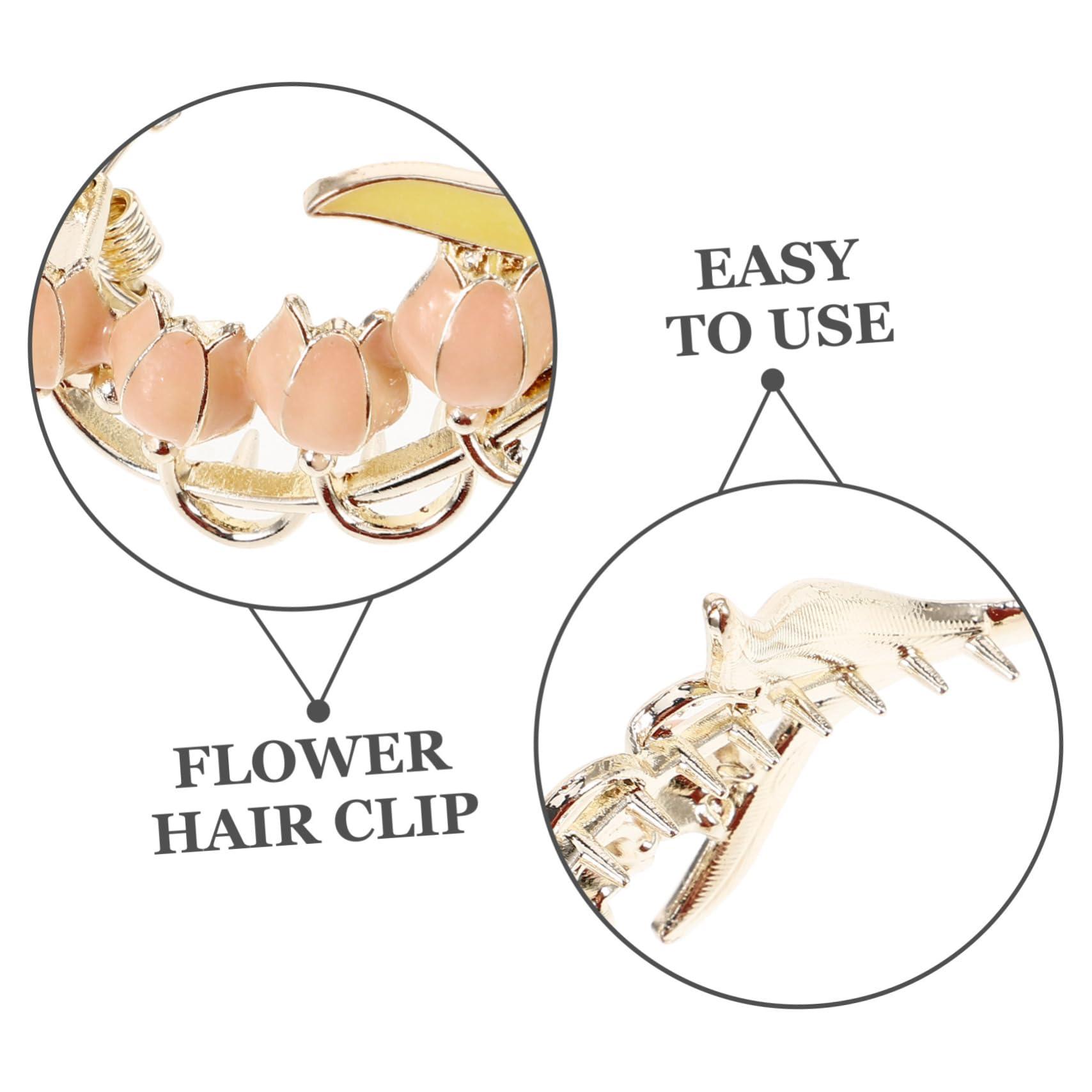 Healeved Healeved Twist Chuck Hair Clip French Clips for Hair Claw Clips Hair Clips Hair Clamps Hair Pins for Buns Bellflower Hair Barrettes for Thick Hair Bun Hair Clip Ponytail Pink Alloy