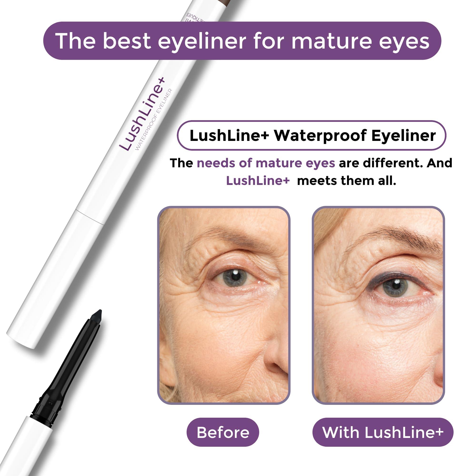 Rumi Cosmetiques Rumi Cosmetiques LushLine+ Waterproof Eyeliner Pencil For Older Women - Smudge Proof, Long-Lasting, Non Toxic, Soft Glide - Safe For Sensitive Eyes (Natural Grey)