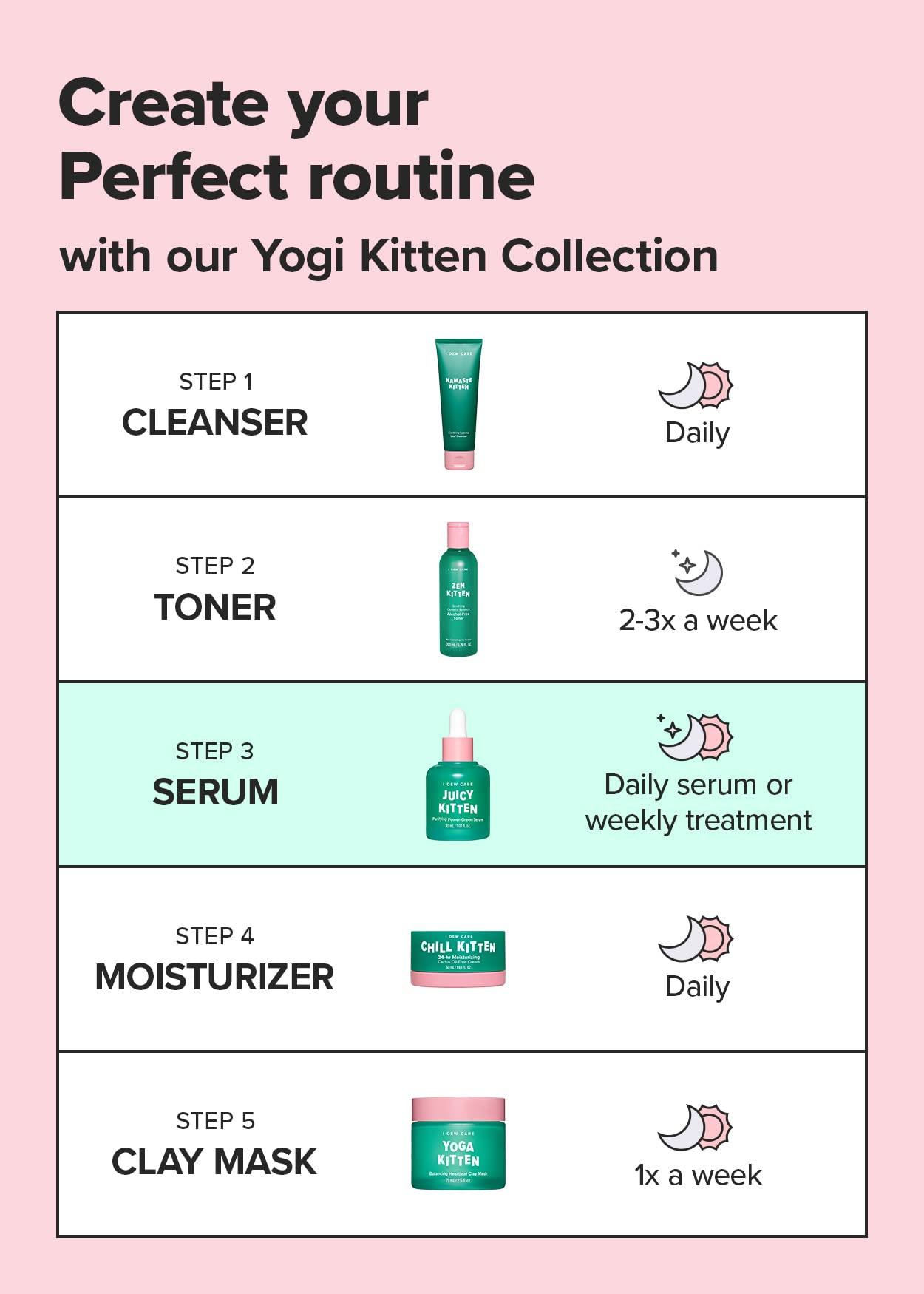 I DEW CARE I DEW CARE Korean Heartleaf Serum for blemish prone skin- Juicy Kitten | Green Juice for Face, Glass Skin with Niacinamide, Kale, Moringa Seed, Willow Bark Extract, Easter Basket Stuffers, 1.01 FL Oz