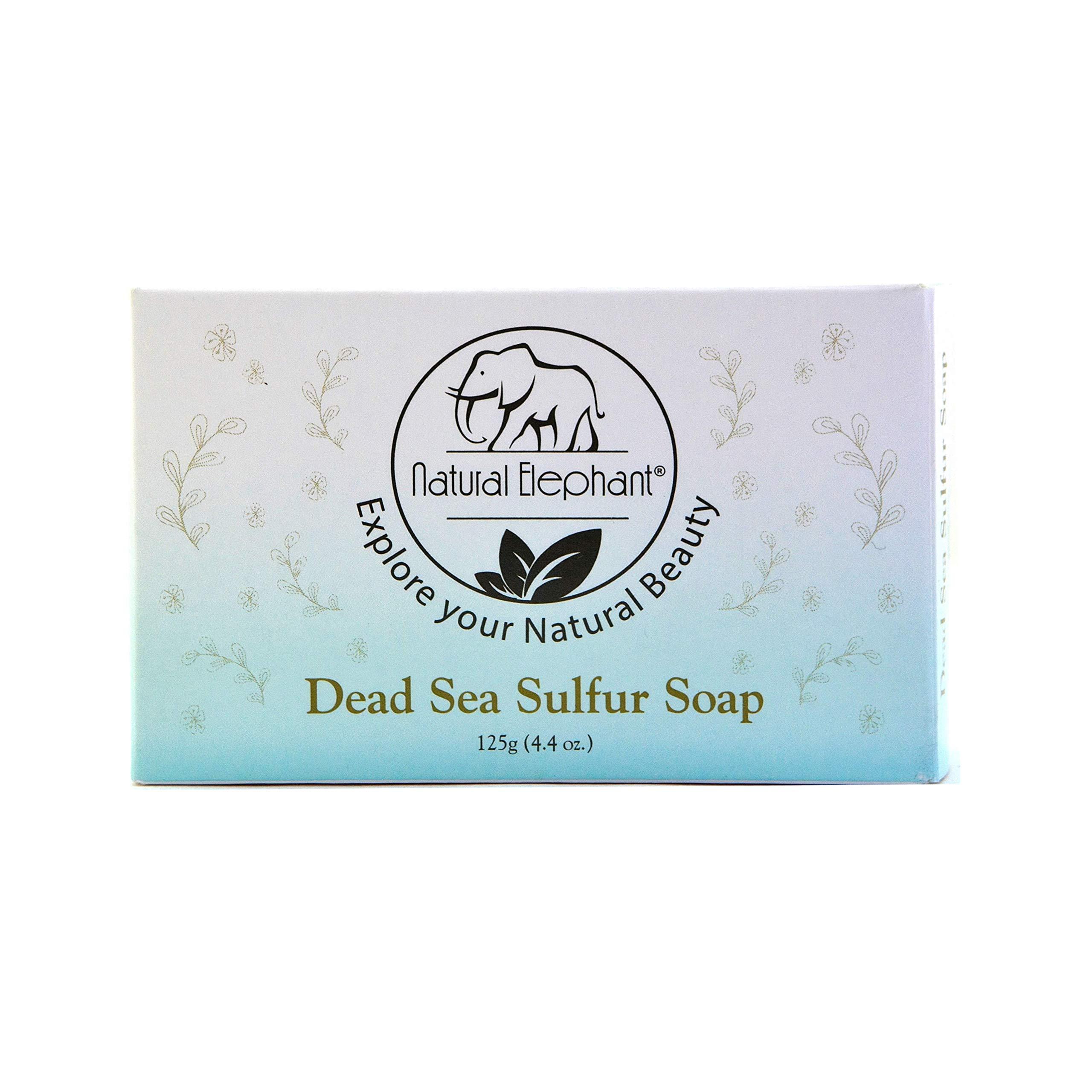 Natural Elephant Natural Elephant Dead Sea Sulfur Soap 4.4 oz with Dead Sea Salt, Aloe Vera, Sulphur Face and Body Cleanser Bar for All Skin Types (10 Pack (44 oz Total))