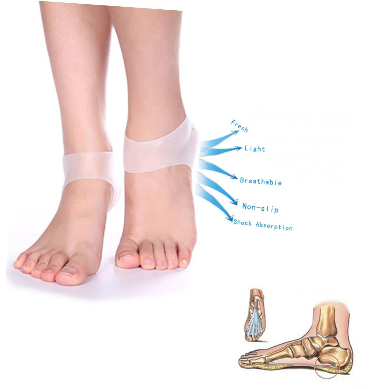 WOONEKY WOONEKY Protective Foot Care Heel Socks Gel Padding for Plantar Soft Stretchy White Moisturizing Pain Alleviating