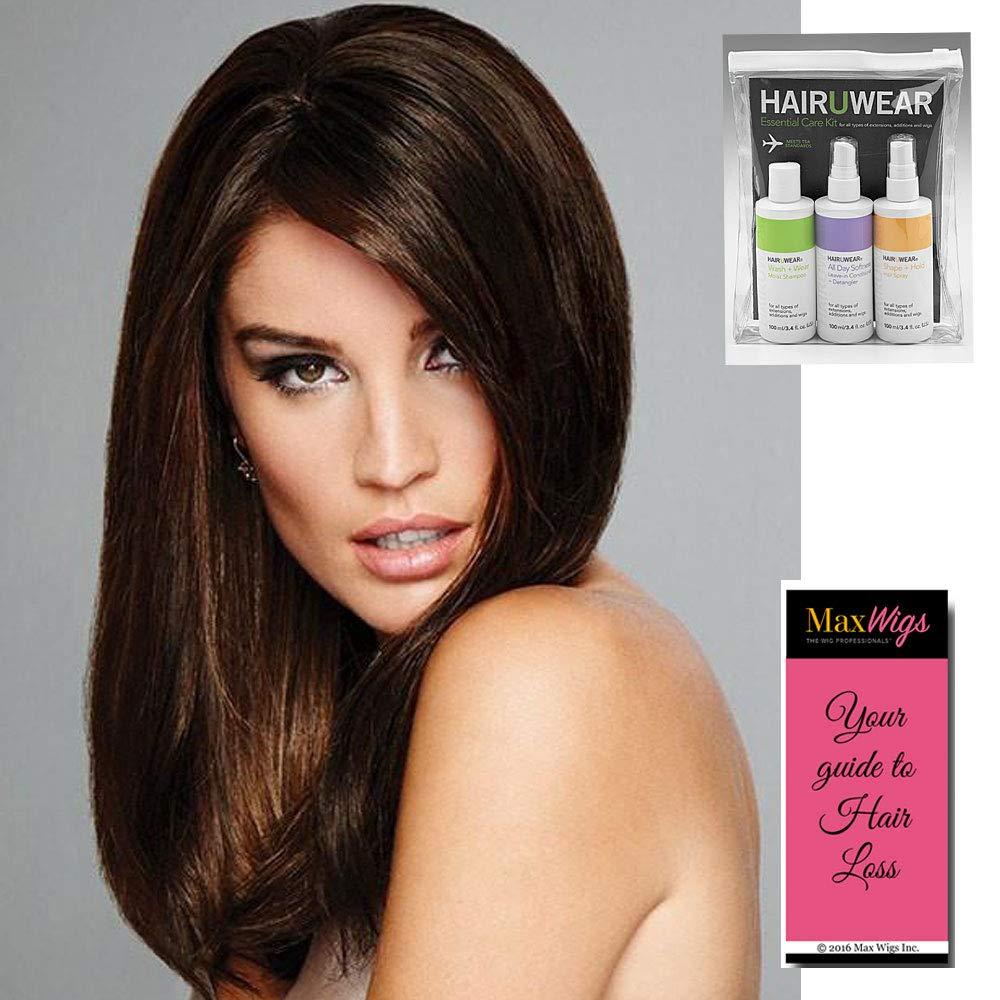 Raquel Welch & Maxwigs Simmer Wig Color RL14/22SS SHADED WHEAT - Raquel Welch Wigs 11.5" Mid-Length Lob Bob Tapered Ends Unstructured Waves Tru2Life Heat Friendly Synthetic Lace Top Bundle Comb, MaxWigs Hairloss Booklet