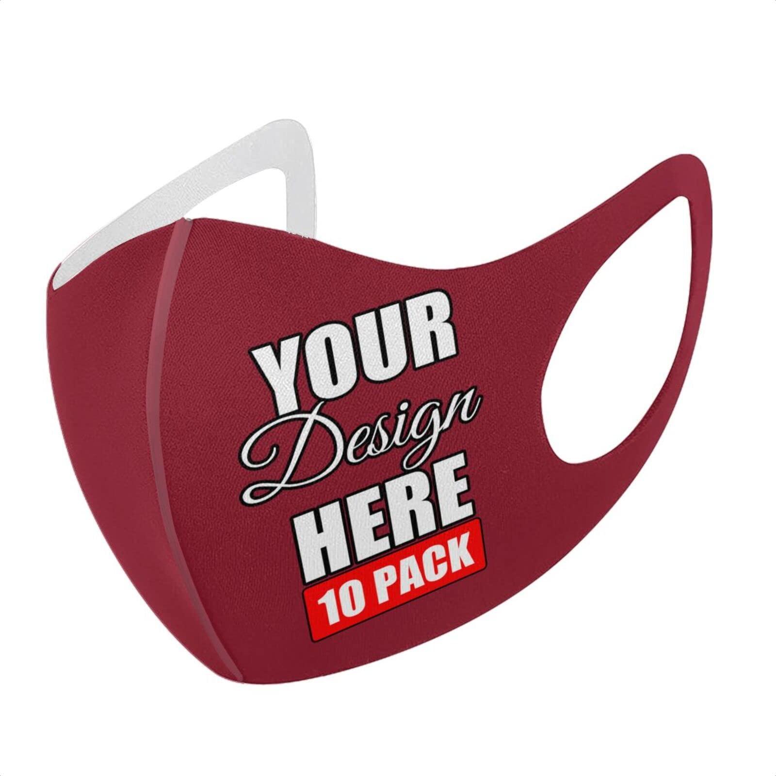 ANGELJUAN 10 Pack Custom Face Mask Text Photo Logo Customized Masks Unisex, Light Red