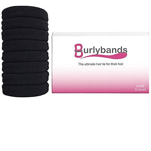 Burlybands Burlybands Large Hair Ties for Thick Heavy or Curly Hair. No Slip No Damage Seamless Ponytail Holders Scrunchies Sports Thick Hair Ties (Black 8 Pack + Brown 3 Pack)