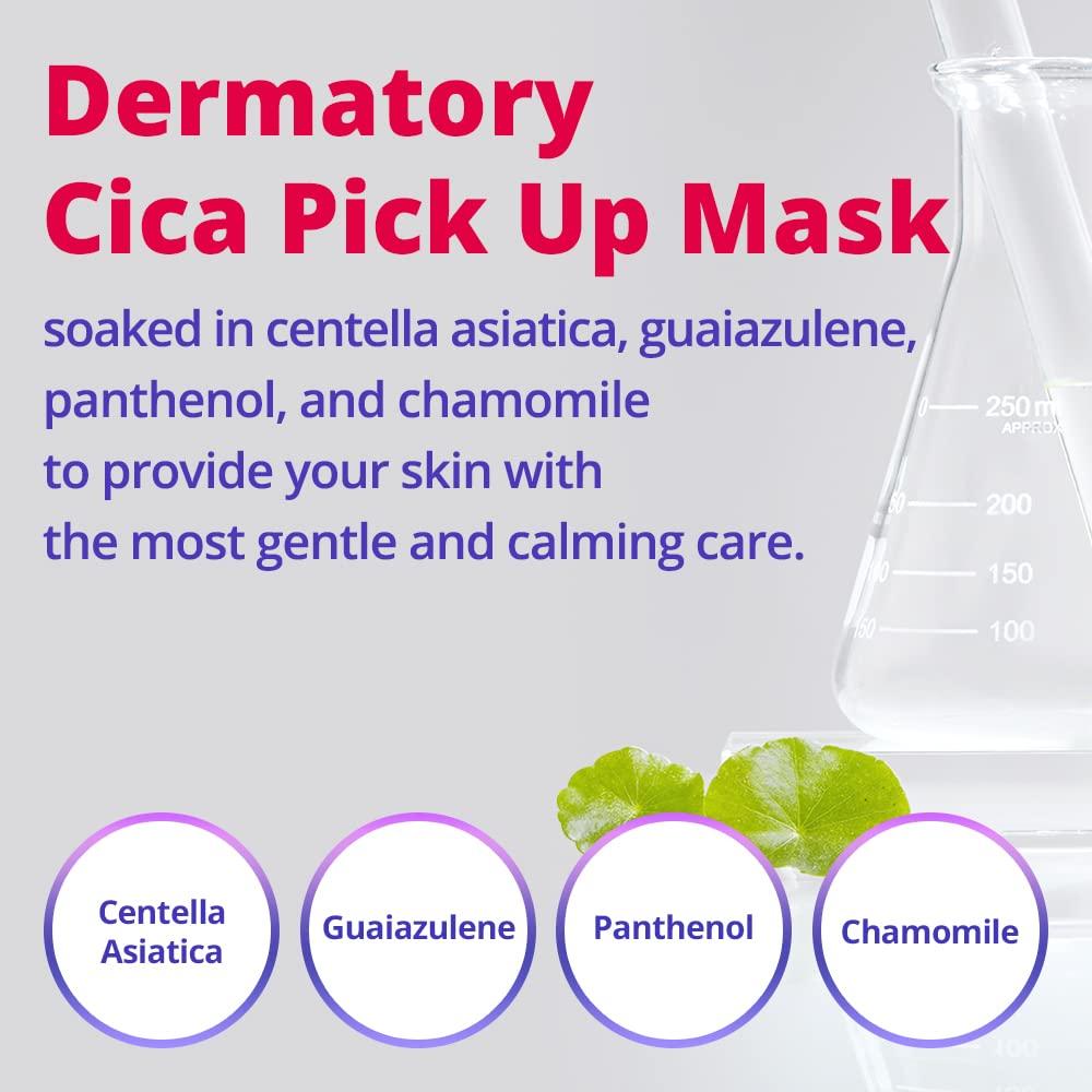 DERMATORY DERMATORY Hypoallergenic Cica Pick Up Mask, Thin Sheet Masks (0.2mm), Gentle, Moisturizing, Soothing, Healing, Calming Cica Skincare, Centella Asiatica, Guaiazulene, Panthenol (30 Sheets)