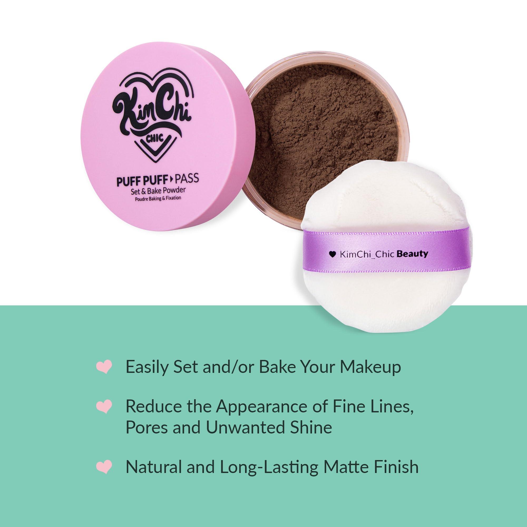 Kimchi Chic Kimchi Chic Beauty Puff Puff Pass Set and Bake Powder, Loose Face Powder with Extra Fluffy Setting Powder Puff, Soft Brown Face Makeup for Uneven Skin Tone, 08 Chocolate