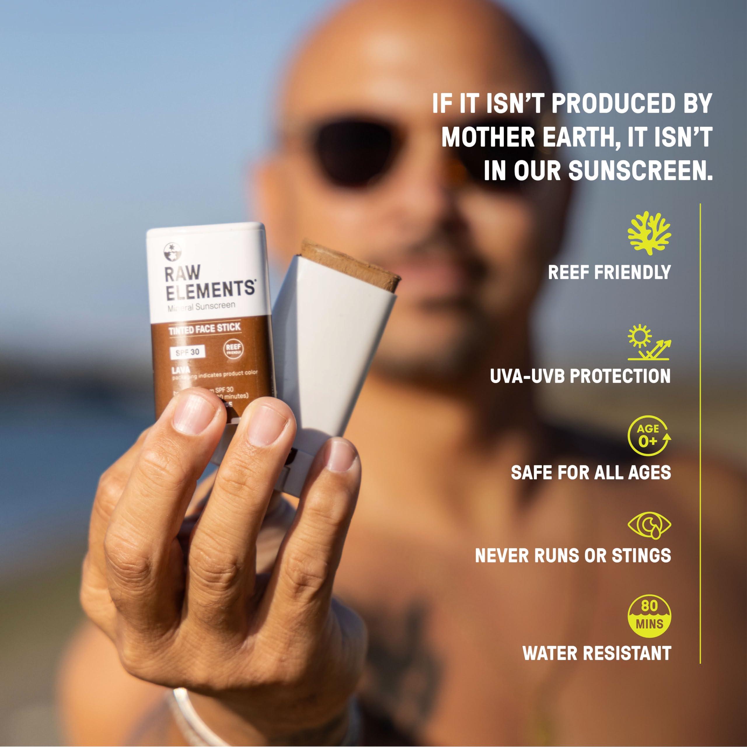 RAW ELEMENTS Raw Element Ultra-Moisturizing Face Tint Sunscreen, SPF 30+, Non Toxic Mineral Face Cream, Non Nano Zinc Oxide, Reef Friendly, Safe for All Ages, 0.5 oz, Bronze, Pack of 1