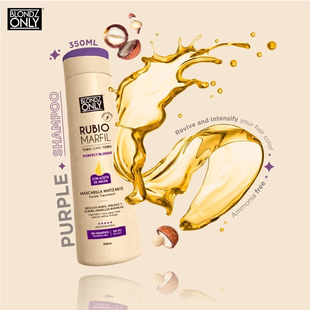 Blondz Only Blondz Only Purple Shampoo Rubio Marfil Blonde Pearl with Argan Oil Perfect Blonde (Perla Beige) 11.8 Fluid Ounce (350 ml)