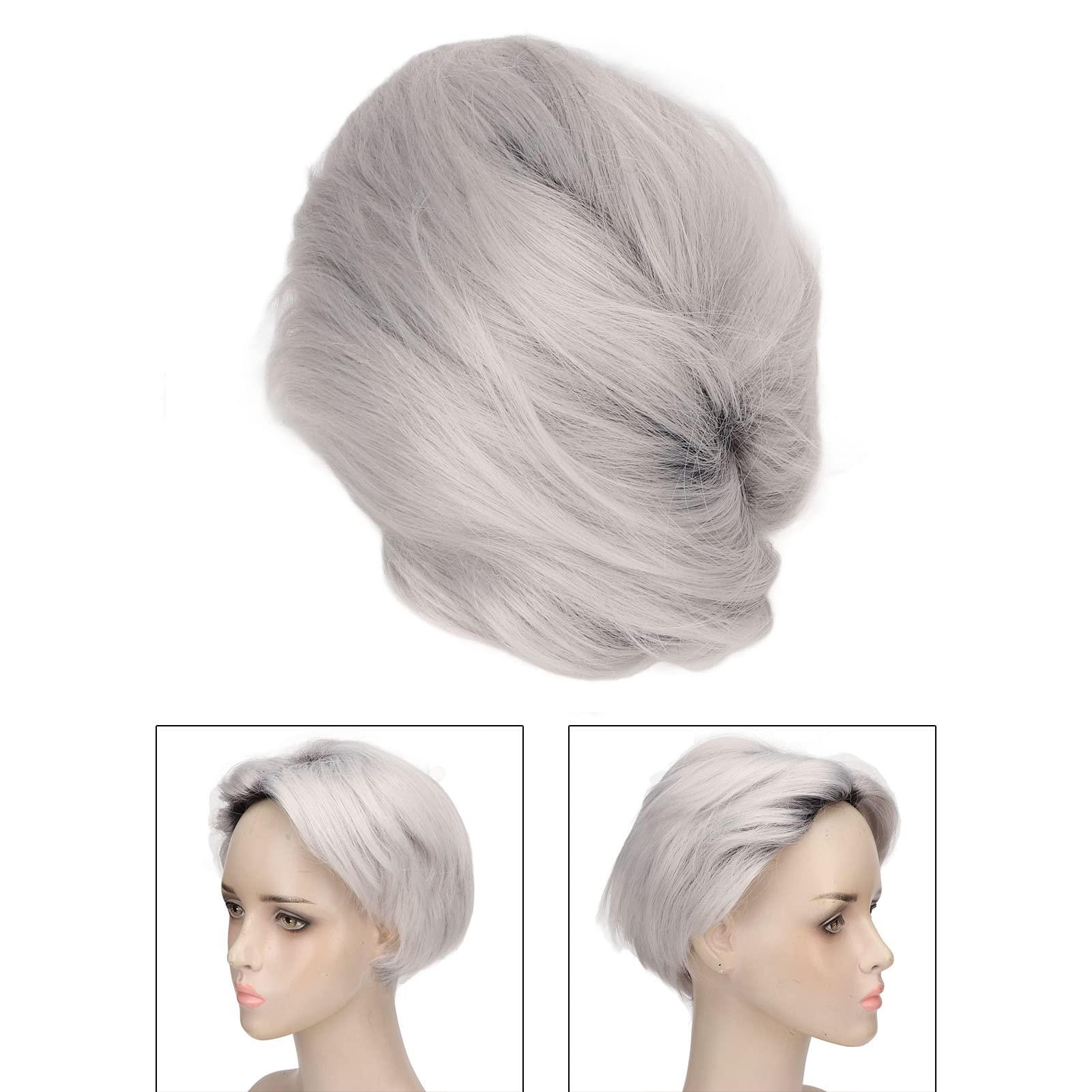 FILFEEL FILFEEL Silver Gray Men Wig, Fashion Short Curly Gray Gloomy Flaxen Men Wigs Looking Synthetic Hair Wig