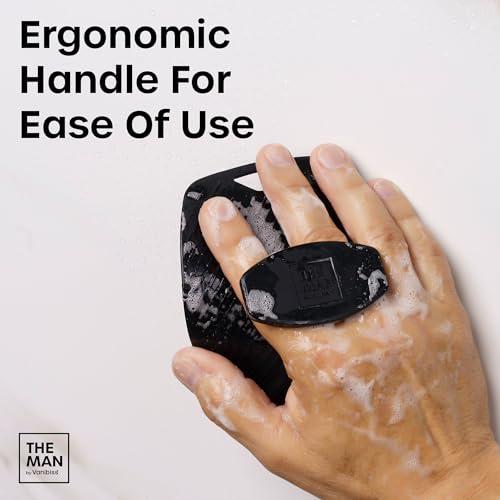 Vanibiss The Man Body Scrubber & Hook - Silicone Body Scrubber for Men - Shower Scrubber for Men - Silicone Body Buffer Hygienic & Easy to Clean - Soft Bristles & Non-Slip Handle - Body Washing Brush (1 Set)