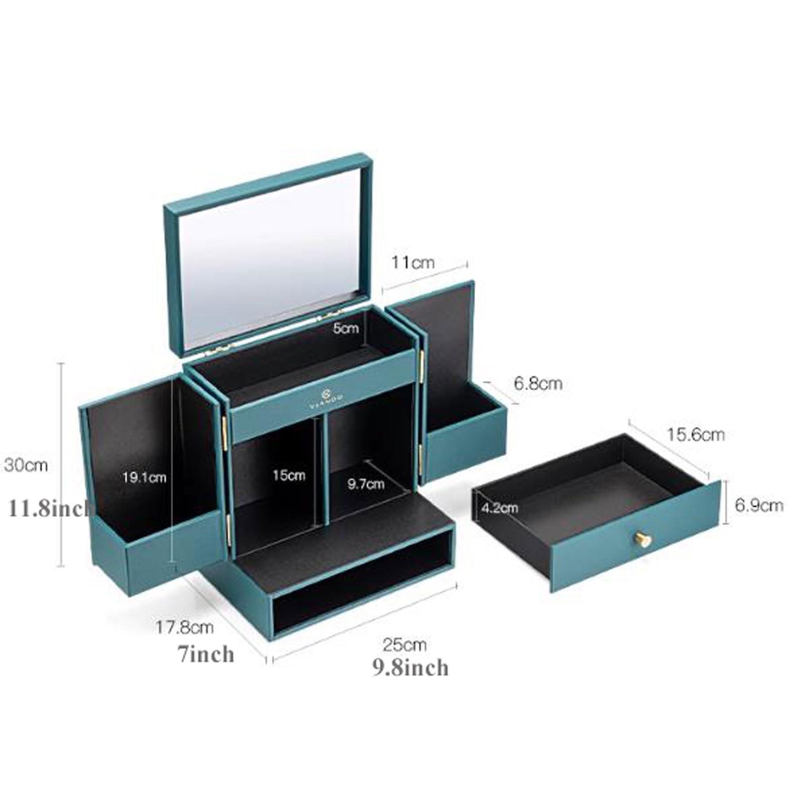 CLoxks makeup organizer Luxury Makeup Organiser Storage Box Cabinet with Mirror and Drawer, Cosmetic Organizer MDF, Skincare Organizer Beauty Caddy Storage Box for Dresser & Bathroom, Dust-Proof Waterproof c