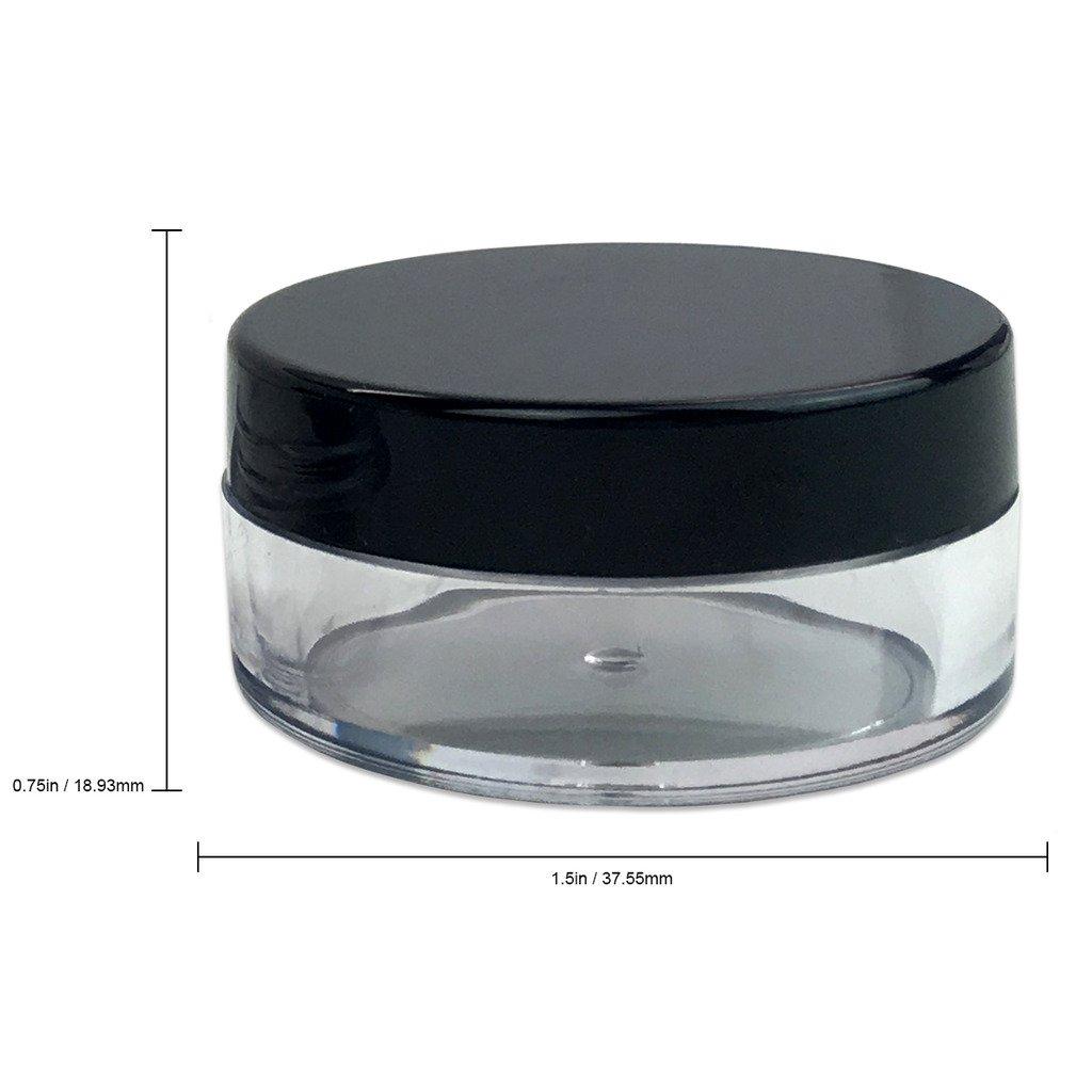 Beauticom (Quantity: 100 Pieces) Beauticom 10G/10ML Round Clear Jars with Black Lids for Scrubs, Oils, Salves, Creams, Lotions - BPA Free