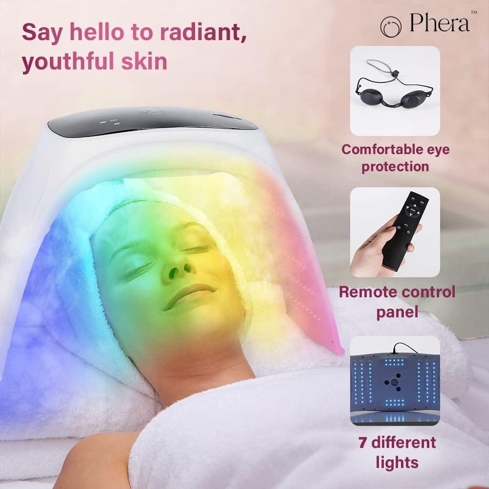 Phera Phera: 8-in-1 LED Light Therapy for Face - Photon LED Light Facial Machine - LED Face Light Therapy, LED Therapy Machine w/Hot & Cold Mist Functions