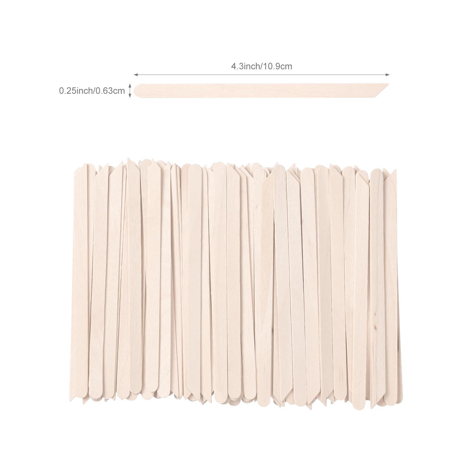 Pumwoy 300Pcs Wooden Wax Stick Small Wax Applicator Sticks for Face,Eyebrow,Lip,Nose,Finger,Small Wax Stick for Hair Removal(Slanted and Round)