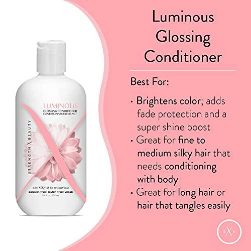 Strength x Beauty Strength x Beauty - Luminous Glossing Conditioner - Moisturizing Instant Detangler for Shine & Volume - Vegan Paraben-Free Formula w/Keravis PE (8.4 oz. salon size)
