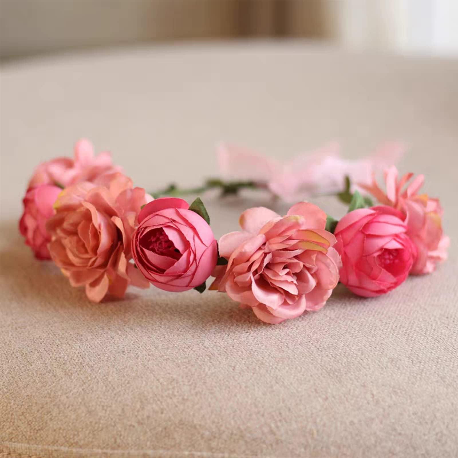 AEGYPIUS AEGYPIUS Flower Crowns for Women, 7 Inches Floral Rose Crown Headpiece Rose Headband for Women Rose Flower Crown Floral Crowns for Women Rose Headpiece Red Rose Headband for Women Red Rose Crown