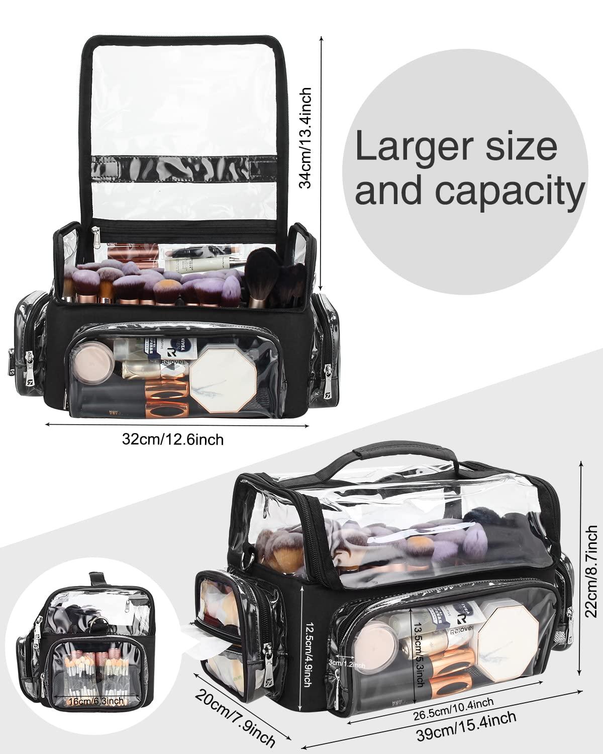 NAONAYA Makeup Brush Case, Extra Large Makeup Brush Bag XL Professional Makeup Artist Must Haves Travel Case with Stand Up Brush Slots Cosmetic Organizer Bag, Full Open Easy to Access, with Adjustable Strap