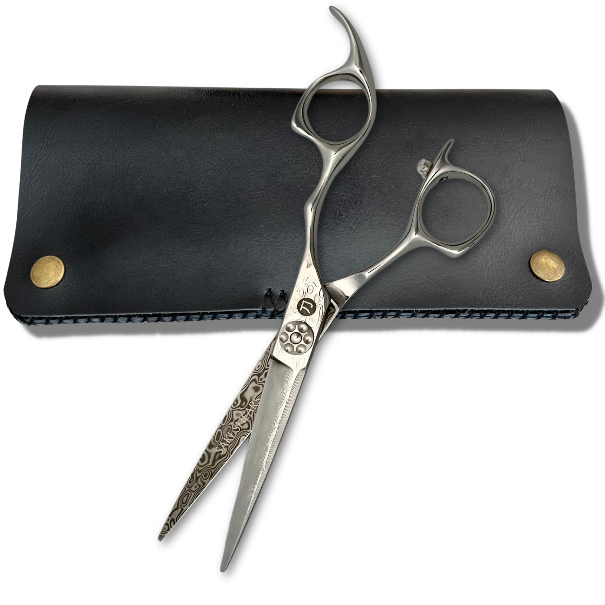 Saki Shears 6 Inch Hair Cutting Shears Made From Damascus Steel - Saki Kanzen - For Professional Haircutting - Wet or Dry Hair