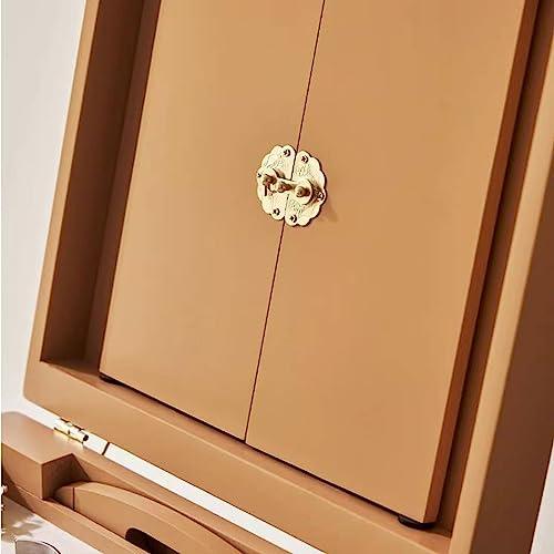 BENGAOTH-O Makeup & Jewelry Storage, Solid Wood Makeup Organizer Box,Portable Large Capacity Skincare Storage Cabinet with Mirror, Cosmetic Display Case with Drawers , Brush Perfume Jewelry Lipsticks Holder , Mu