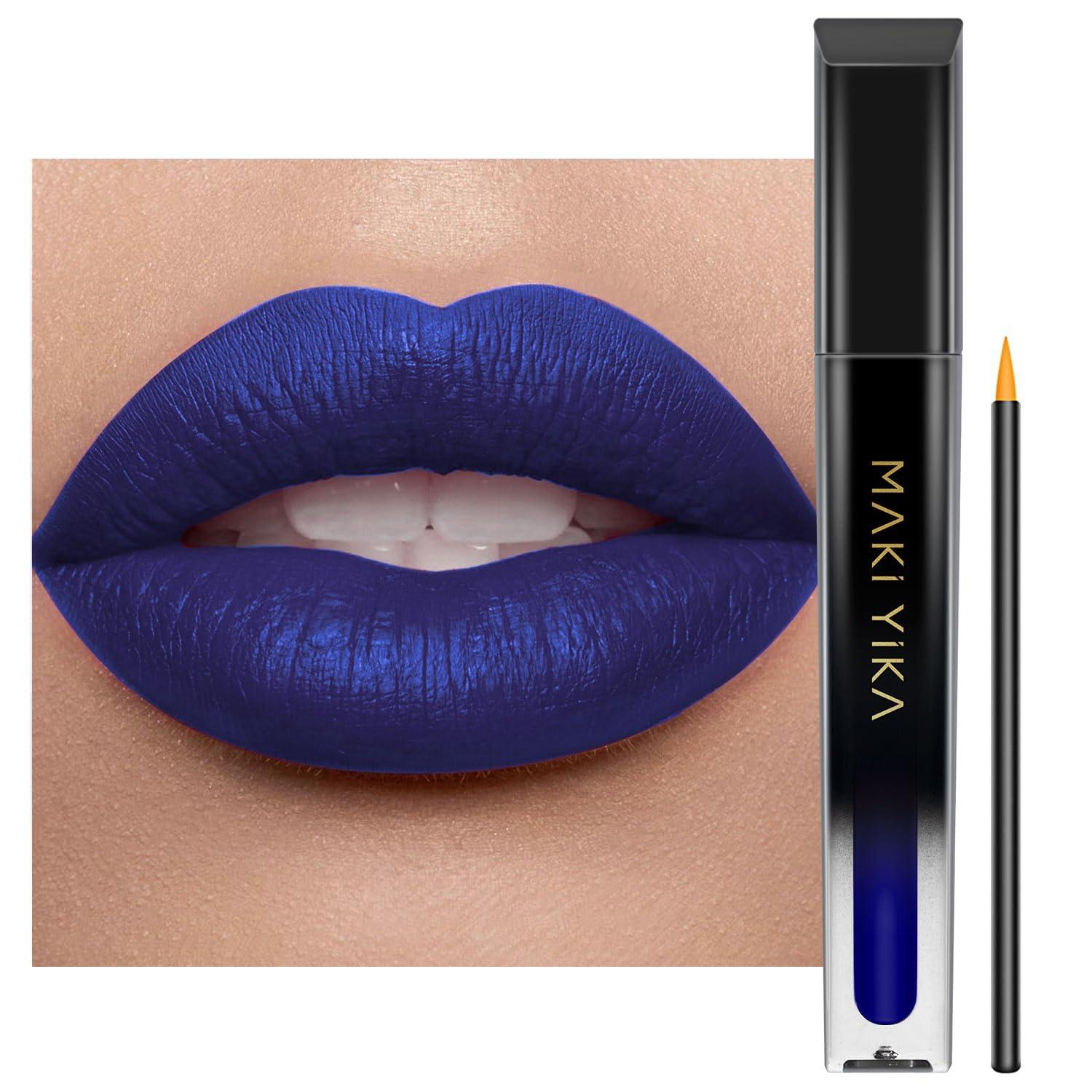 MAKI YIKA MAKI YIKA Dark Blue Lipstick for Women Color Stay Long Lasting Lipsticks, No Smudge Matte Liquid Lipstick Transferproof Cruelty-Free Lip Color | CHARM BLUE
