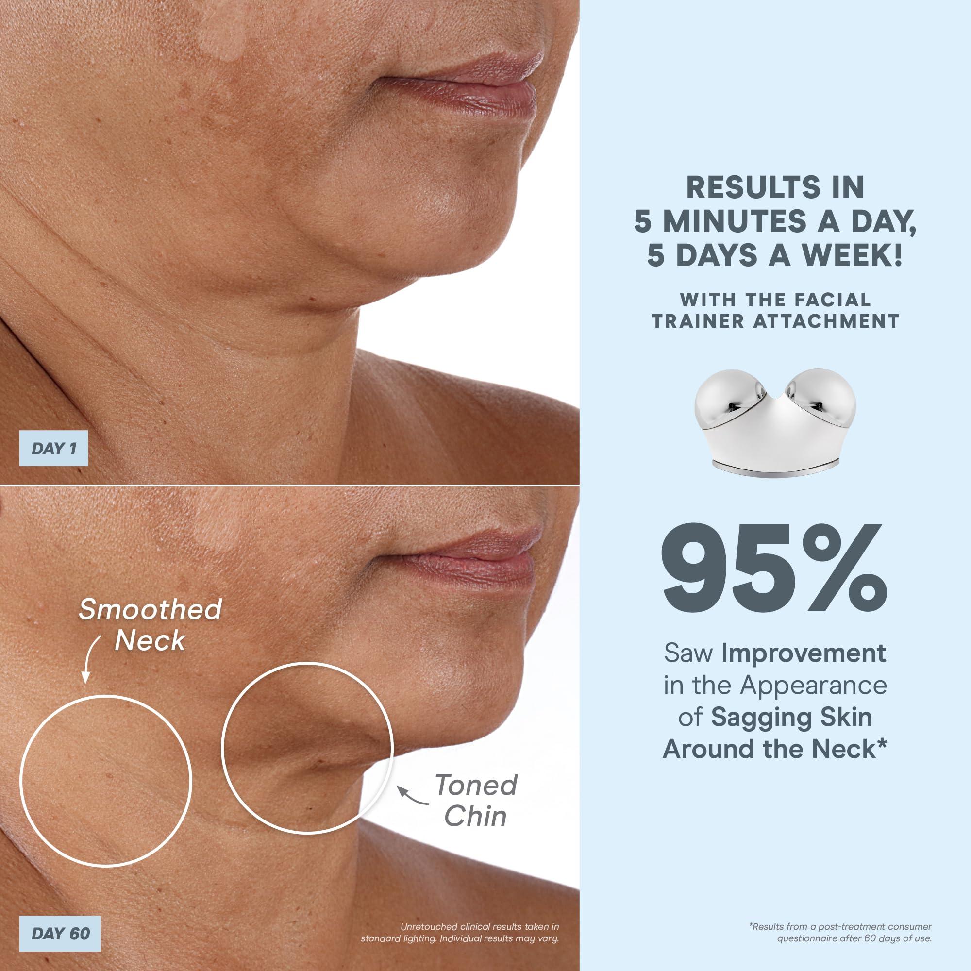 NuFACE NuFACE Trinity+ Microcurrent Facial Device Kit - FDA Cleared Face Sculpting & Neck Tightening Device to Contour Cheeks & Brows + Microcurrent Gel Activator, Silk Crme & Brush