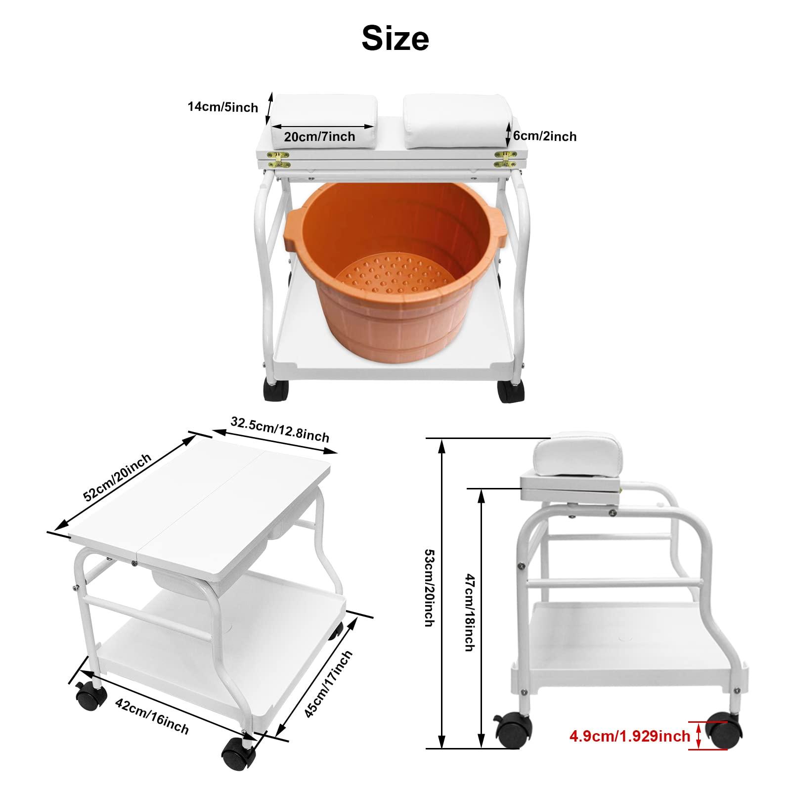 Elitzia Beauty Salon Nail Or Foot Bath Spa Portable Esthetician Trolley Cart for Foot Rest Pedicure Manicure Funiture Massage Table Salon Supplies 2 Way Use 2 Color Option Elitzia (White 2pcs)