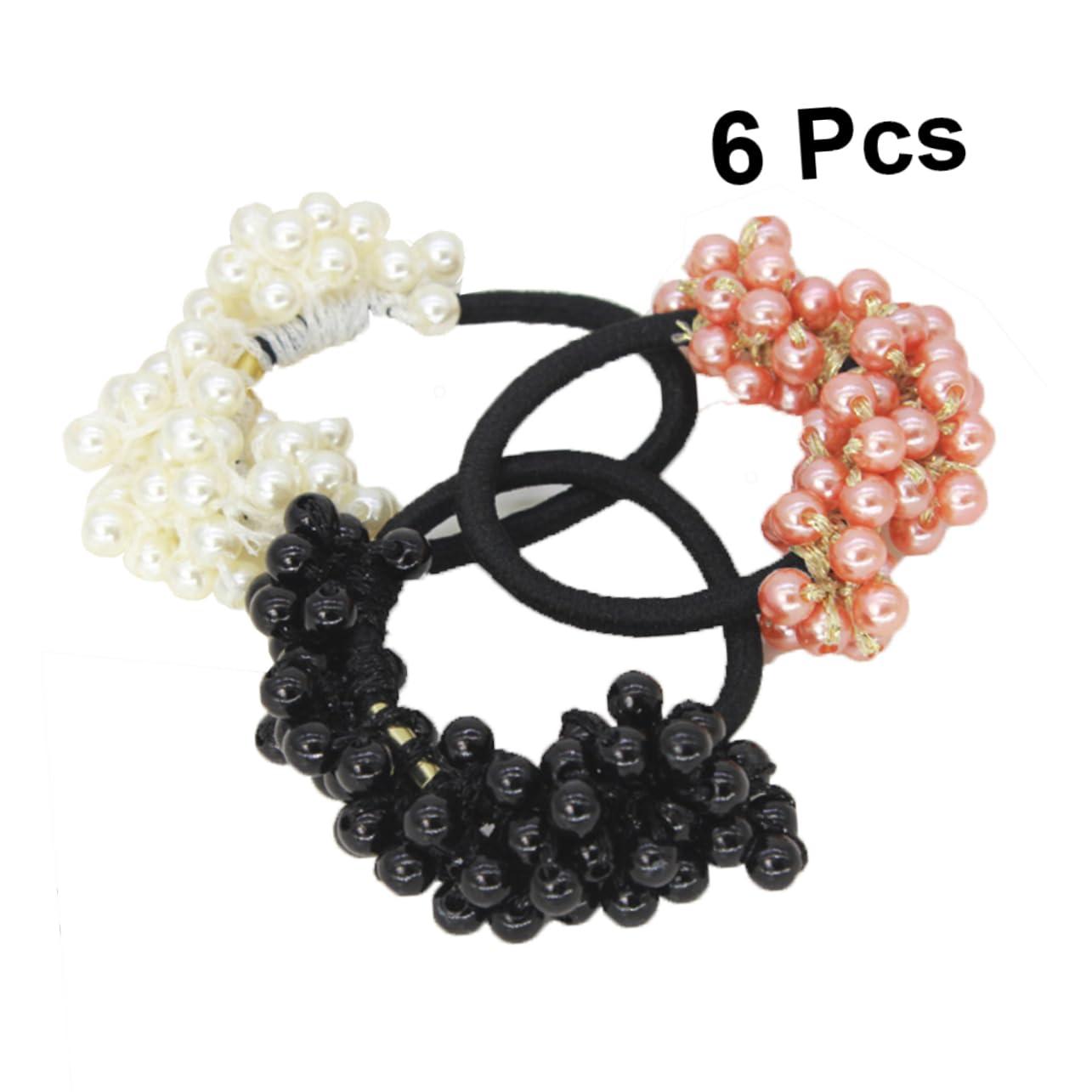 NOLITOY NOLITOY 6pcs Pearl Hair Tie Ponytail Holders Hair Loop Ponytail for Women Hair for Braiding Hair Ties Velvet Hair Scrunchie Scarves Hair Accessories for Women Hair Ribbon Hair Tie