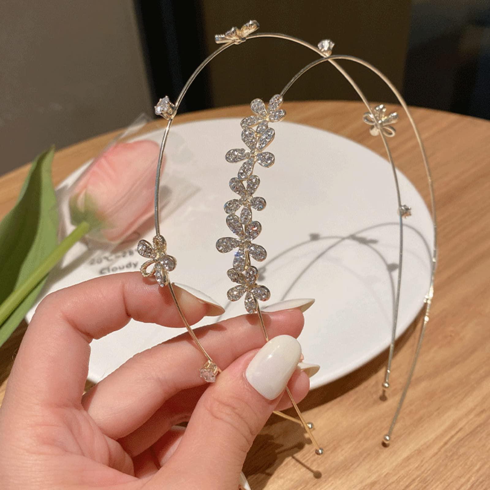 Generic Metal Hairbands,diamond Headbands Crystal Hairband Rhinestones Hair Hoop Wedding Fashion Hair Accessories Pearl Headbands for Women Girls (1)