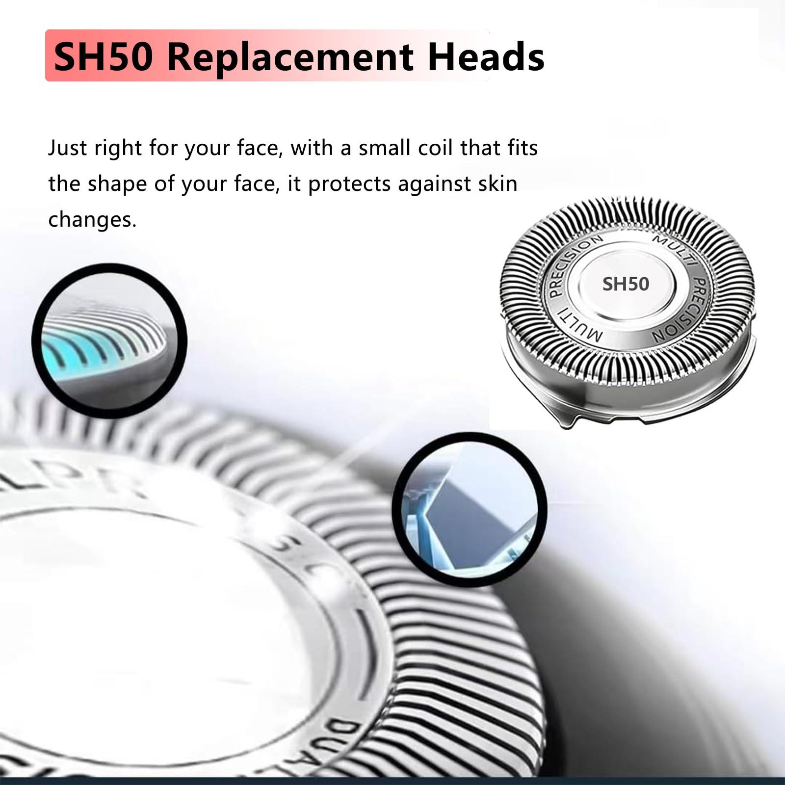 Ya-sport SH50 Compatible With Philips Norelco Replacement Heads, For Philips Norelco Series 5000 Replacement Heads,for Series Electric Shaver S5660/84,S5590/81,S5290/88,5000 Replacement Blades for HQ8 Shaver