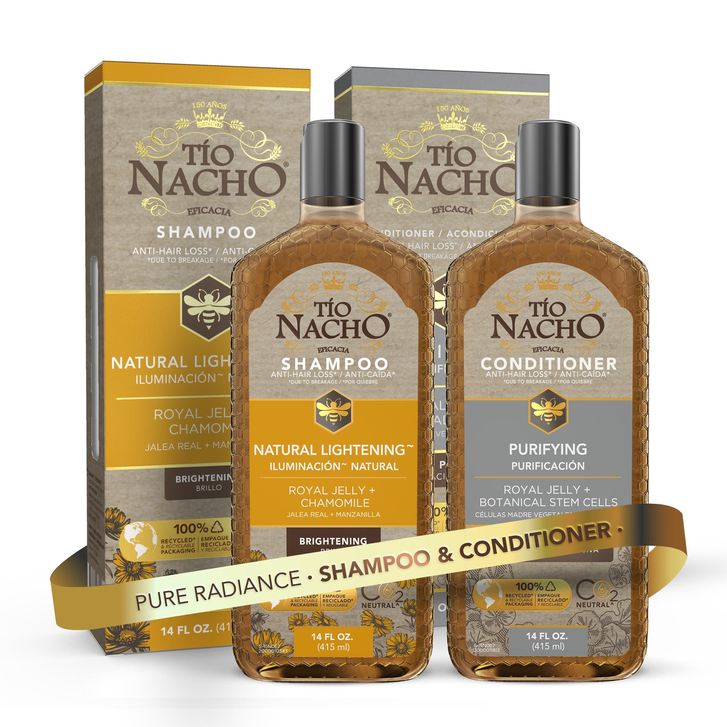 Tio Nacho Tio Nacho Shampoo & Conditioner Set - Natural Lightening Shampoo with Royal Jelly & Chamomile + Purifying Conditioner with Botanical Stem Cells, Enhances Volume & Shine, 14 oz Each