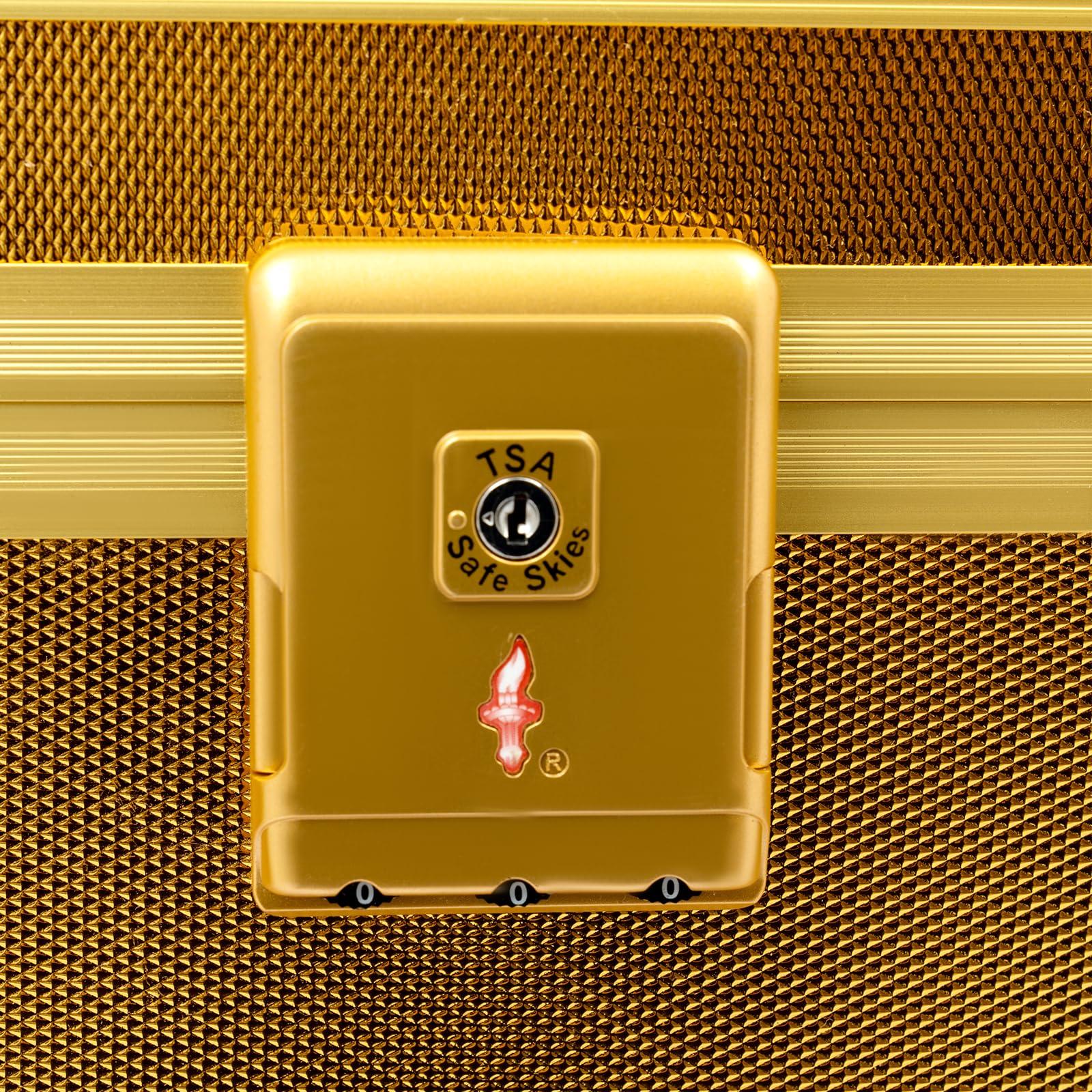 Batsueao Barber Tool Box, Barber Case, Mobile Barber Station, Professional Barber Toolbox, Tool Box Organizer (Gold)