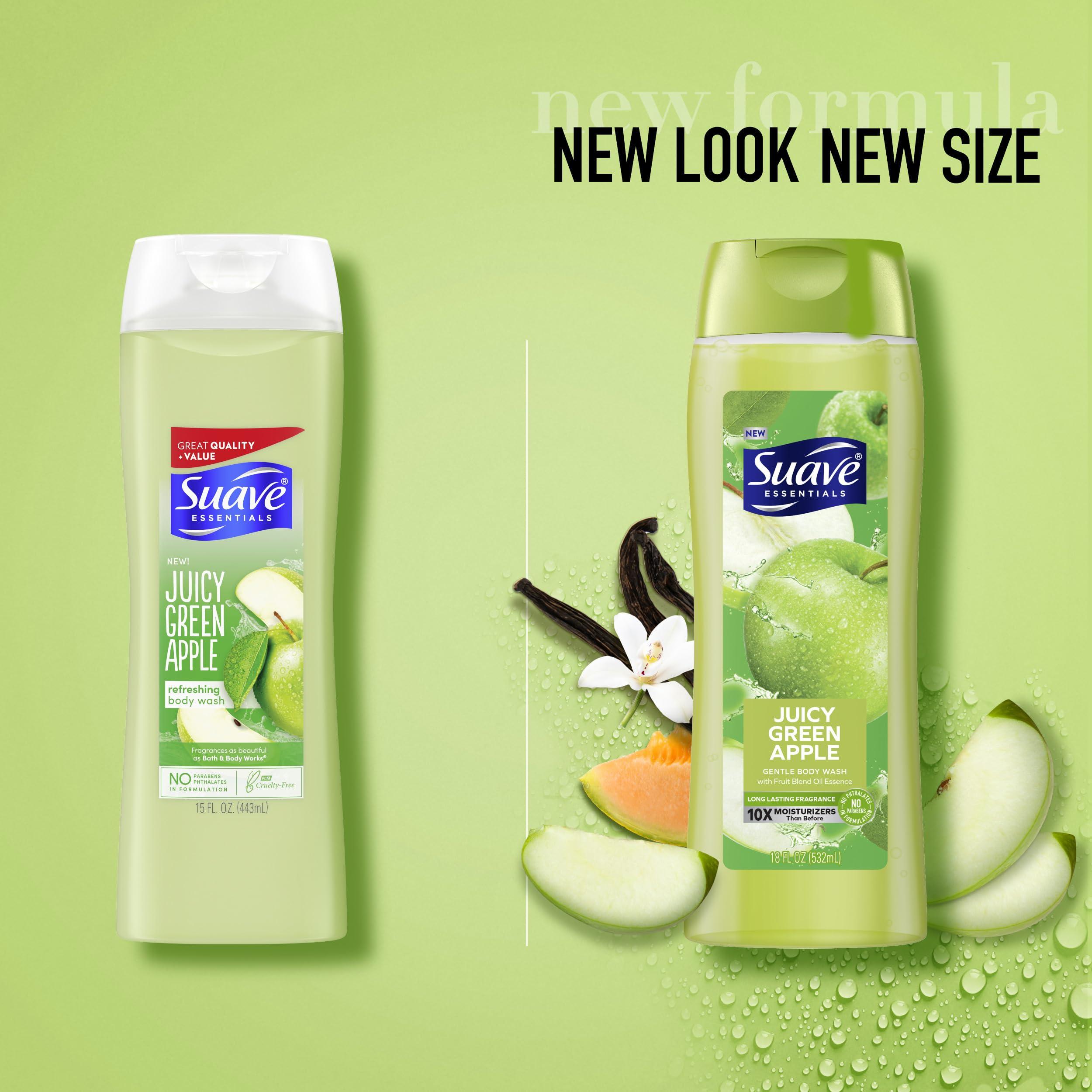 Suave Suave Body Wash Bundle with Wild Cherry Blossom, Juicy Apple, Vitamin E, 18 Oz Packs of 6