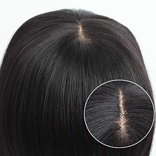 RemeeHi RemeeHi Real Human Hair Women 13x14 Machine Made Middle Silk Base Topper or Toupee Wiglet Top Thin Loss Hair Natural Color 25cm